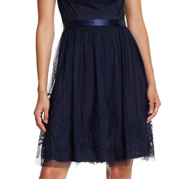 Navy Blue Mesh Cocktail Dress - Picture 5 of 8